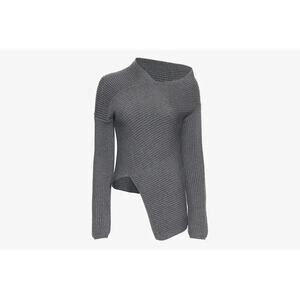 JOSEPH 100% Merino Wool Asymetrical Sweater $590 Gray Size Large Made in ITALY